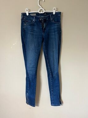 AG Adriano Goldschmied Dark Blue Skinny Jeans with Ankle Zips